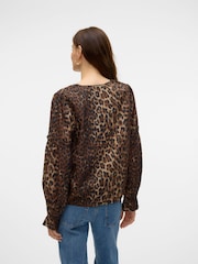 VERO MODA Brown Leopard Print V Neck Blouse - Image 2 of 6