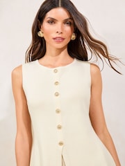Lipsy Ivory Longline Knitted Sleeveless Waistcoat - Image 3 of 4