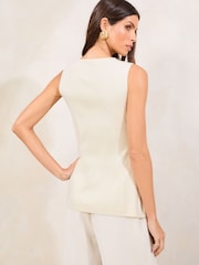 Lipsy Ivory Longline Knitted Sleeveless Waistcoat - Image 4 of 4