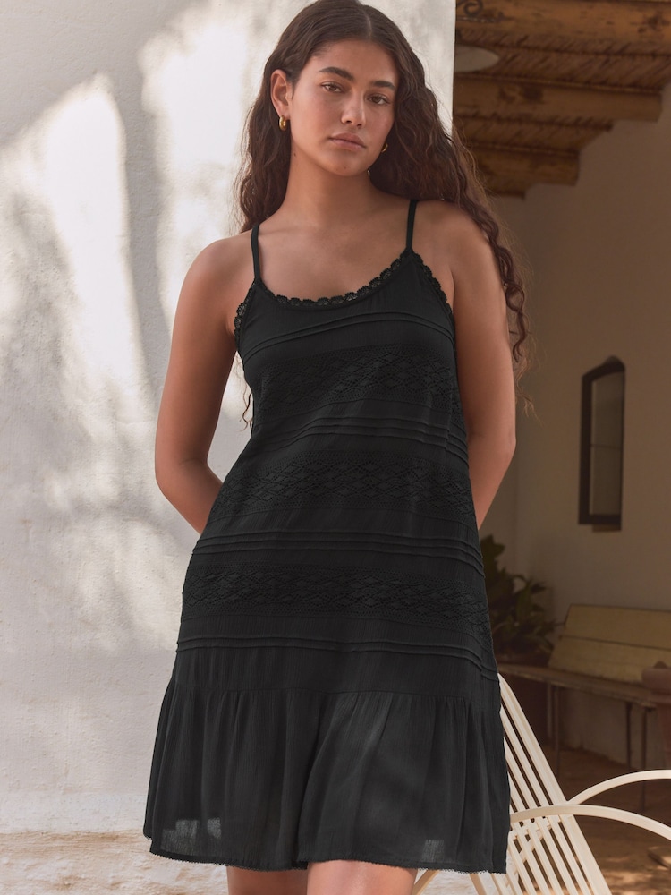 Black - Drop Waist Summer Mini Dress - Image 4 of 10