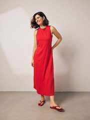 Red 100% Cotton Maxi Jersey Dress - Image 1 of 6