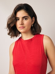 Red 100% Cotton Maxi Jersey Dress - Image 3 of 6