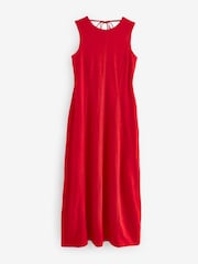 Red 100% Cotton Maxi Jersey Dress - Image 5 of 6