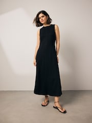 Black 100% Cotton Maxi Jersey Dress - Image 1 of 7