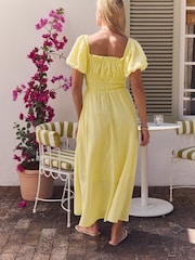 Yellow Puff Sleeve Midi Dress - Image 2 of 9