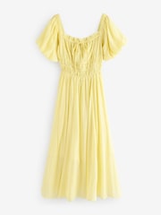 Yellow Puff Sleeve Midi Dress - Image 7 of 9