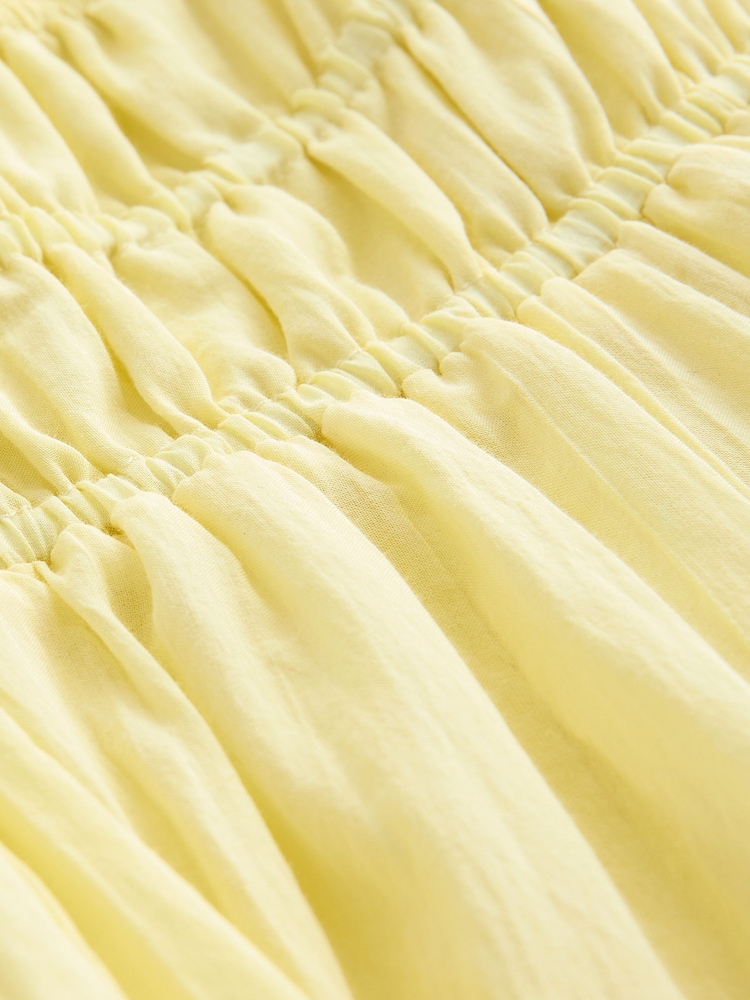 Yellow Puff Sleeve Midi Dress - Image 8 of 9