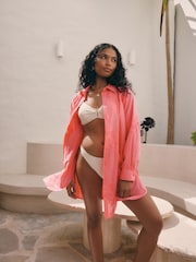 Coral Pink Textured Cornelli Cover-Up Shirt - Image 1 of 8