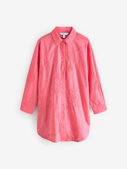Coral Pink Textured Cornelli Cover-Up Shirt - Image 6 of 8