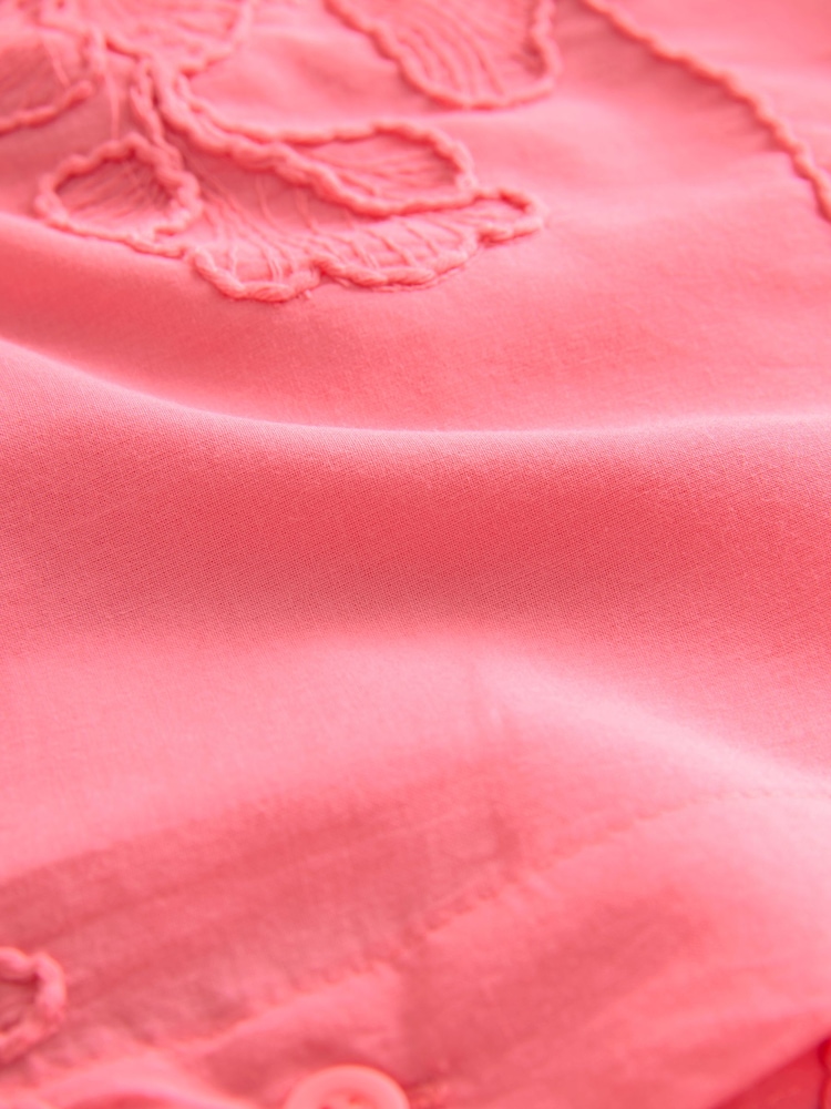 Coral Pink Textured Cornelli Cover-Up Shirt - Image 8 of 8