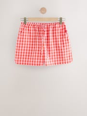 Rot und Pink - Strukturierte Vichy-Karo-Shorts aus 100 % Baumwolle - Image 5 of 7