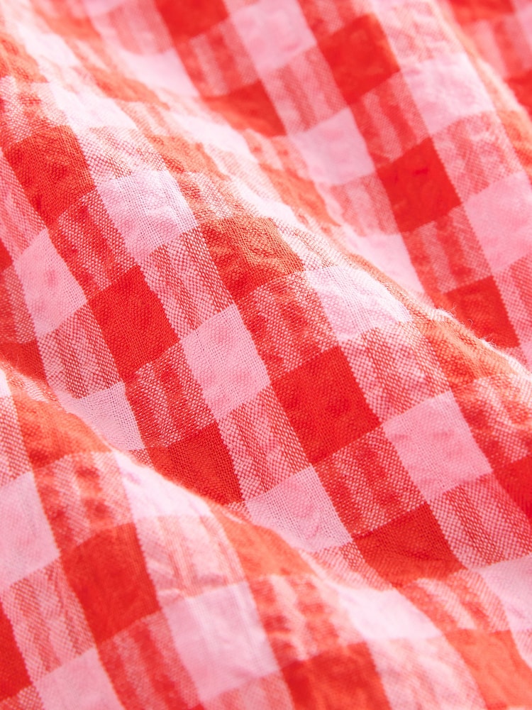 Rot und Pink - Strukturierte Vichy-Karo-Shorts aus 100 % Baumwolle - Image 6 of 7