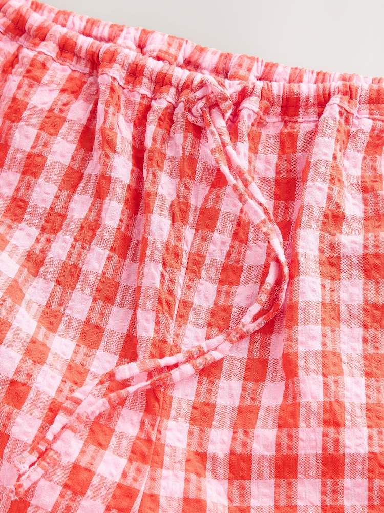 Rot und Pink - Strukturierte Vichy-Karo-Shorts aus 100 % Baumwolle - Image 7 of 7