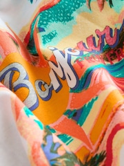 Pink/Orange Jersey Bandeau Tie Front 100% Cotton Mini Dress - Image 7 of 8
