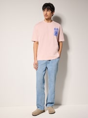 Pink Watercolour Regular Fit Graphic Print T-Shirt - Image 2 of 8