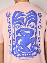 Pink Watercolour Regular Fit Graphic Print T-Shirt - Image 4 of 8