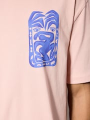 Pink Watercolour Regular Fit Graphic Print T-Shirt - Image 5 of 8