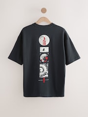Black Relaxed Fit Japanese Surf Graphic Print T-Shirt - Image 11 of 13