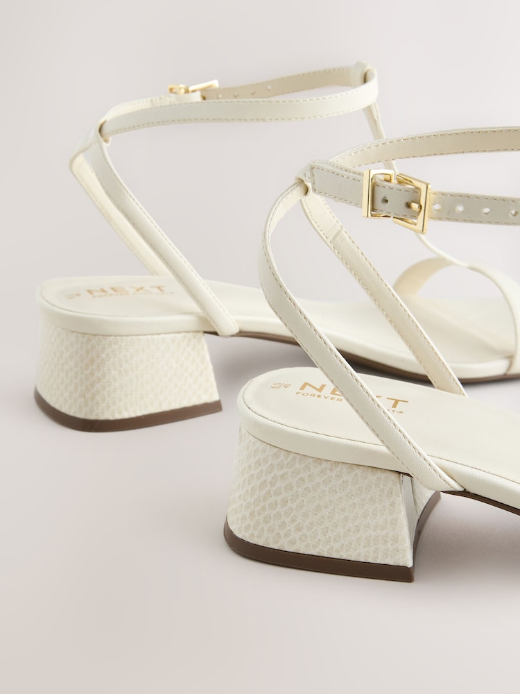 Bone Standard/Wide Fit Forever Comfort® Low Block Strappy Sandals - Image 9 of 11