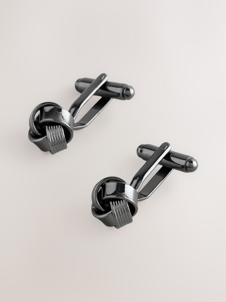 Gun Metal Knot Cufflinks - Image 2 of 4