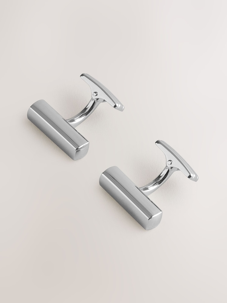 Silver Tone Bar Cufflinks - Image 1 of 2