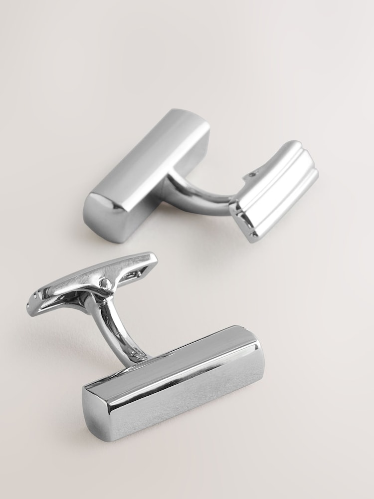 Silver Tone Bar Cufflinks - Image 2 of 2