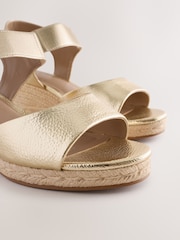 Gold Extra Wide Fit Forever Comfort® Round Toe Elastic Strap Detail Wedges - Image 4 of 6