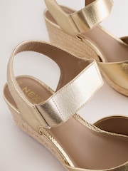 Gold Extra Wide Fit Forever Comfort® Round Toe Elastic Strap Detail Wedges - Image 5 of 6