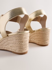 Gold Extra Wide Fit Forever Comfort® Round Toe Elastic Strap Detail Wedges - Image 6 of 6