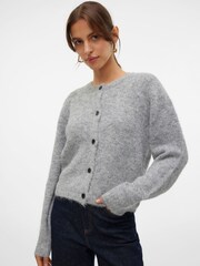 VERO MODA Grey Round Neck Button Up Cardigan - Image 2 of 6