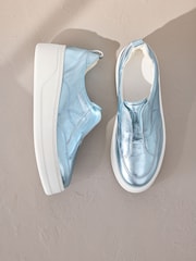 Metallic Slip On Signature Forever Comfort® Leather Chunky Wedge Platform Trainers - Image 1 of 7