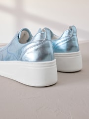 Metallic Slip On Signature Forever Comfort® Leather Chunky Wedge Platform Trainers - Image 4 of 7