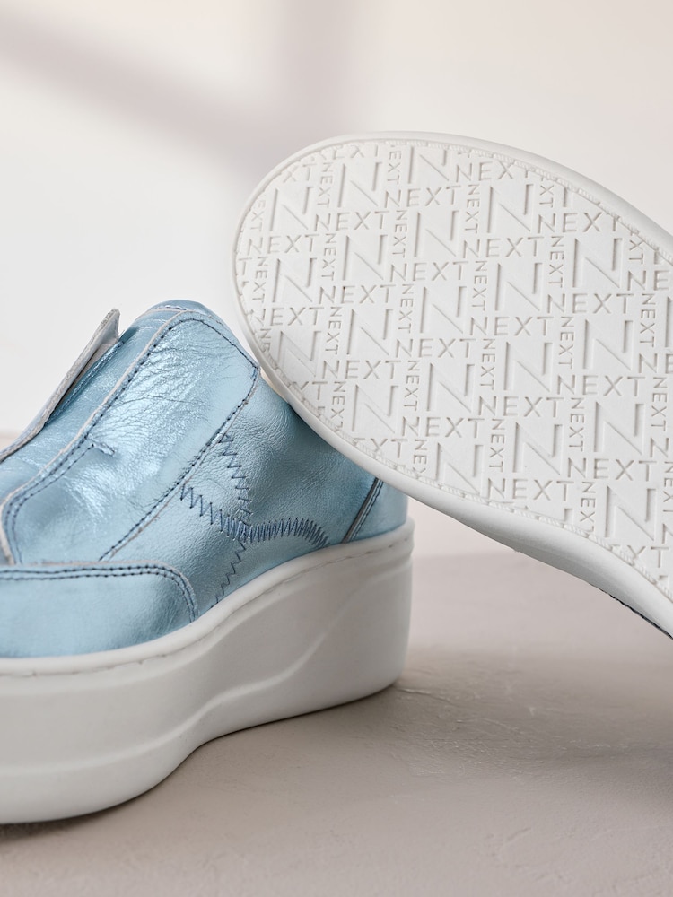 Metallic Slip On Signature Forever Comfort® Leather Chunky Wedge Platform Trainers - Image 5 of 7