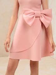 Lipsy Pink Bow Scuba Halter Dress (5-16yrs) - Image 3 of 4