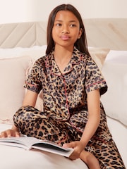 Lipsy Satin Shirt And Long Leg Pyjamas Set (5-16yrs) - Image 4 of 4