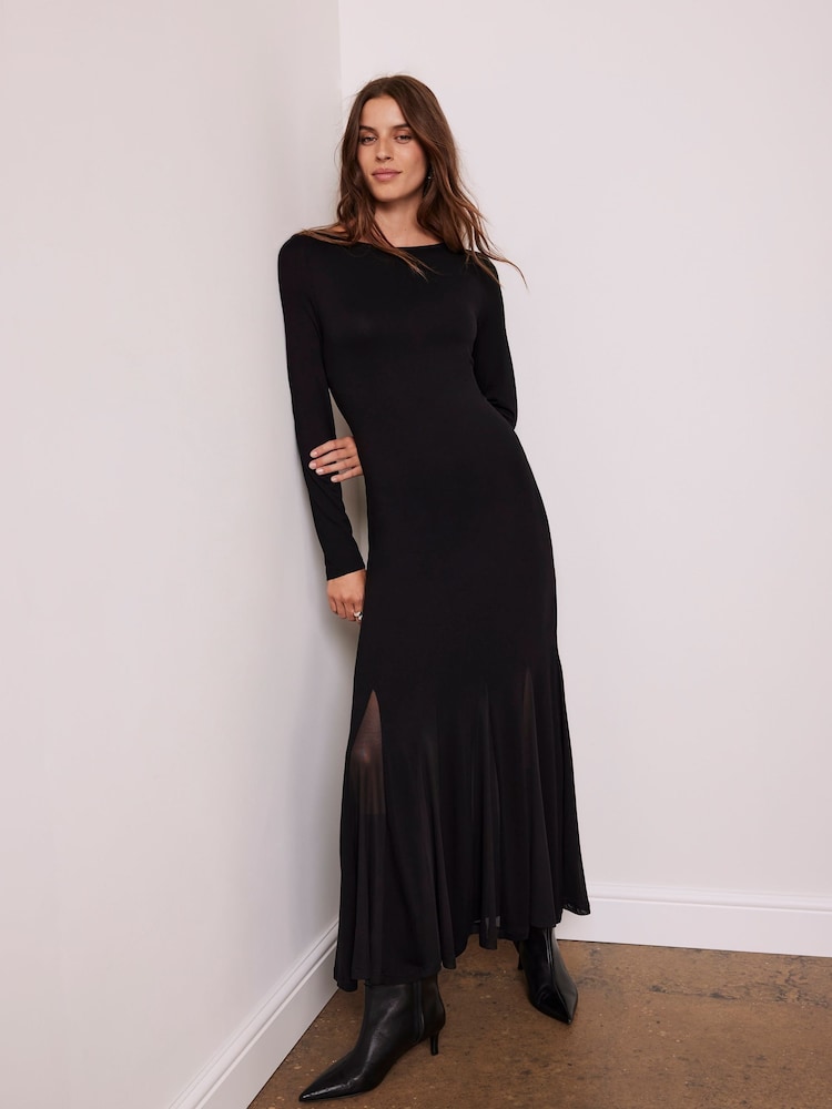 Mint Velvet Black Long Sleeve Jersey Maxi Dress - Image 1 of 4