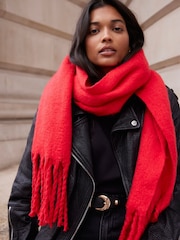 Mint Velvet Red Wide Tassel Scarf - Image 1 of 3