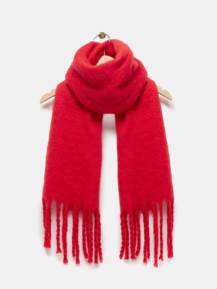 Mint Velvet Red Wide Tassel Scarf - Image 2 of 3