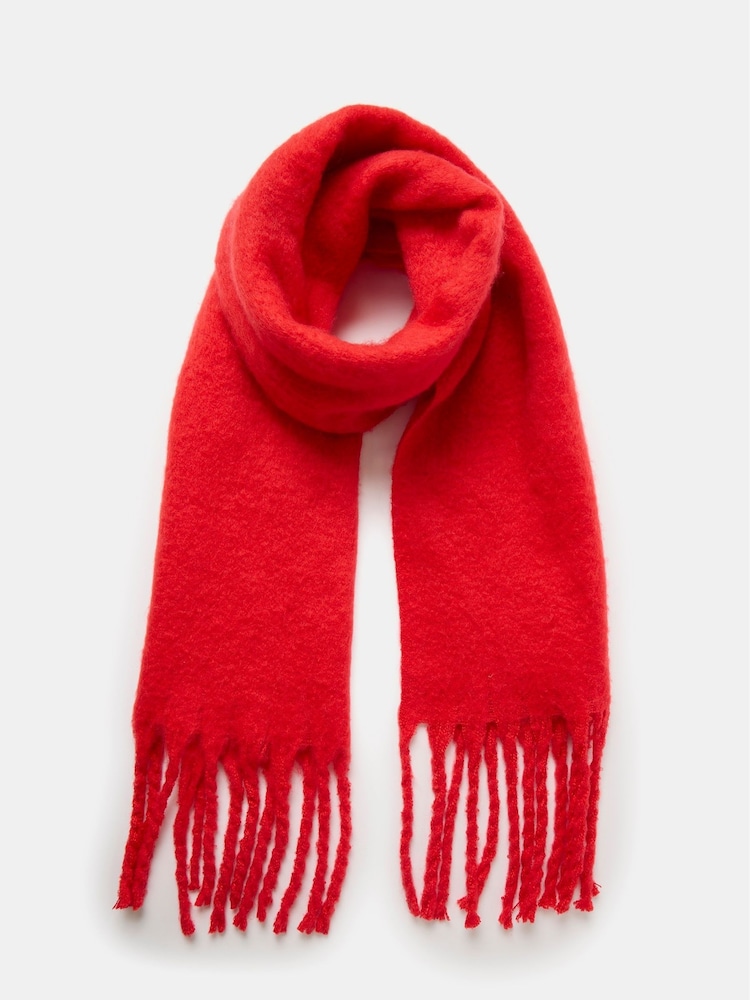Mint Velvet Red Wide Tassel Scarf - Image 3 of 3