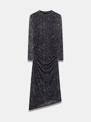 Mint Velvet Grey Animal Print Mesh Midi Dress - Image 3 of 4