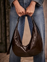 Mint Velvet Brown Leather Scoop Shoulder Bag - Image 1 of 4