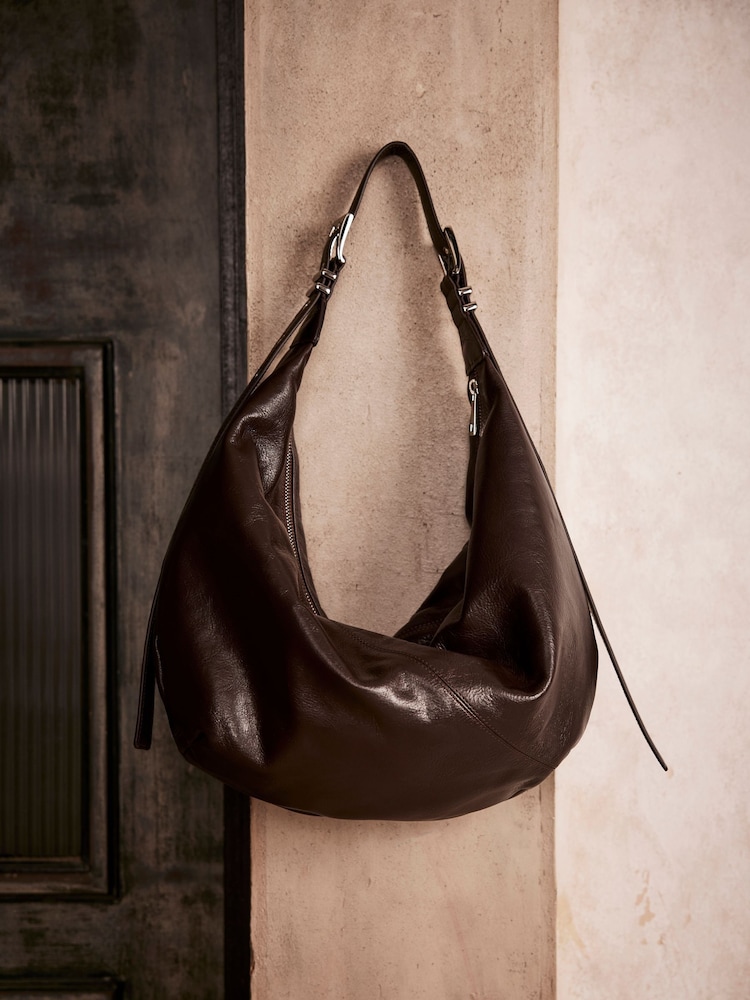 Mint Velvet Brown Leather Scoop Shoulder Bag - Image 2 of 4