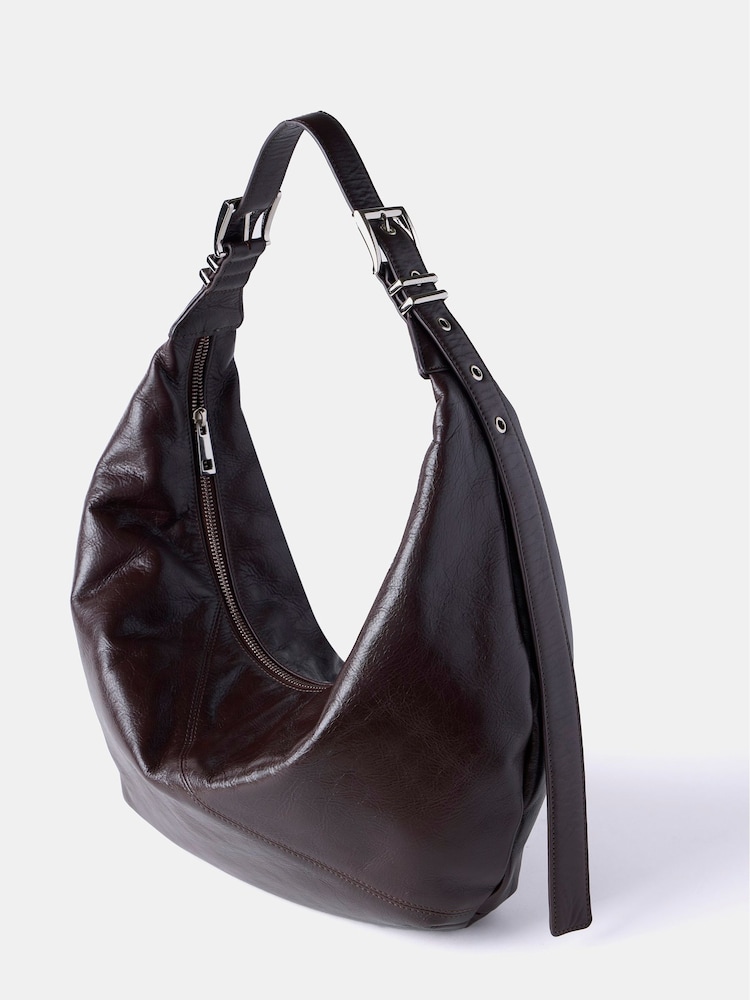 Mint Velvet Brown Leather Scoop Shoulder Bag - Image 4 of 4