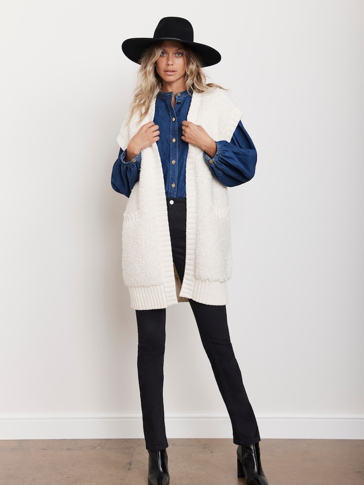 Mint Velvet Cream Boucle Long Cardigan - Image 1 of 4