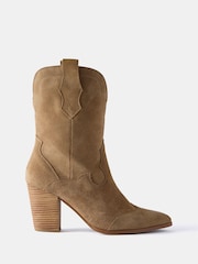 Mint Velvet Brown Suede Cowboy Ankle Boots - Image 2 of 3