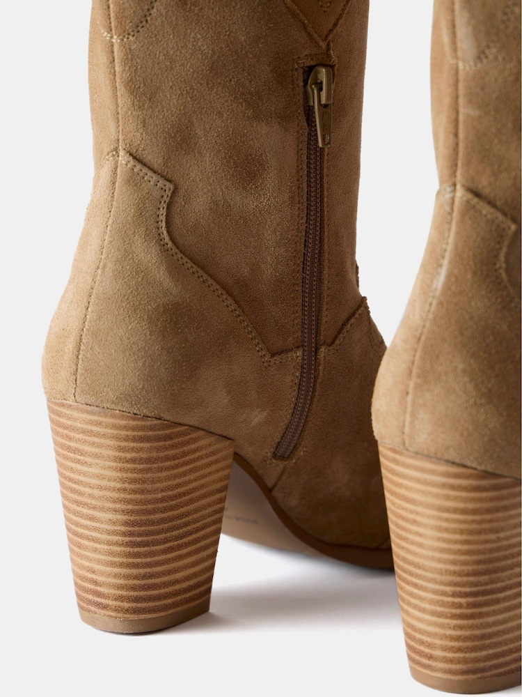 Mint Velvet Brown Suede Cowboy Ankle Boots - Image 3 of 3