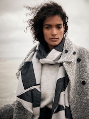 Mint Velvet Black And Grey Alpine Scarf - Image 1 of 3