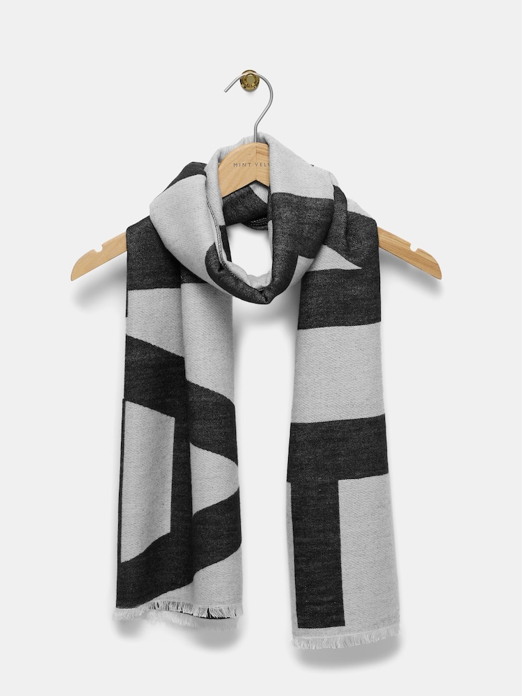 Mint Velvet Black And Grey Alpine Scarf - Image 2 of 3