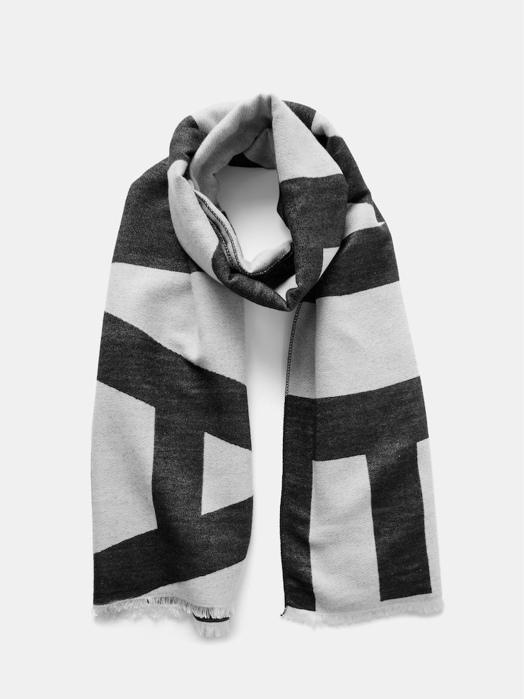 Mint Velvet Black And Grey Alpine Scarf - Image 3 of 3 Mint Velvet Black And Grey Alpine Scarf - Image 3 of 3