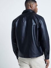 River Island Black Regular Fit Faux Leather Pocket Shirt - Image 2 of 6